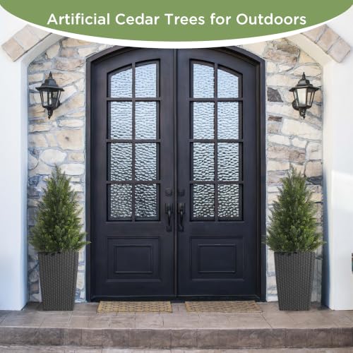 3ft Artificial Cedar Tree, Realistic Faux Potted Plant for Indoor & Outdoor