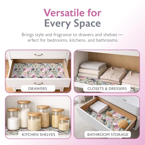 Scented Drawer Liners, Royal Bloom Fragrant Shelf Paper, 22 x 16 Inches