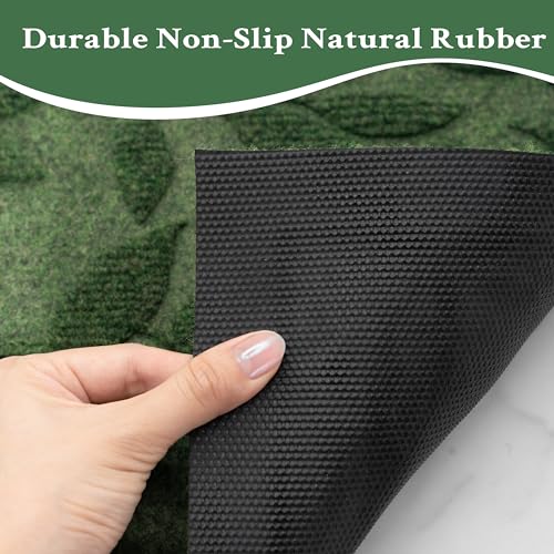Leaf Print Indoor Outdoor Door Mat - Non-Slip Rubber Backing, 17x30 Inch
