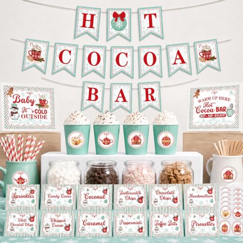 Mint Green Hot Chocolate Bar Supplies Kit - Christmas & Winter Party Decor