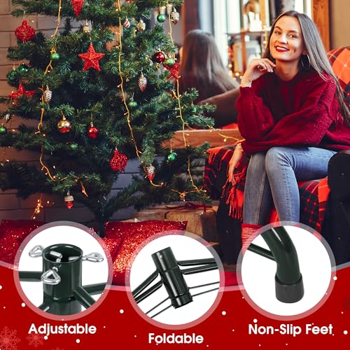 Folding Christmas Tree Stand 16.3 Inch Metal Base for 4-6 Feet Artificial Trees Dark Green Variation of This Listing