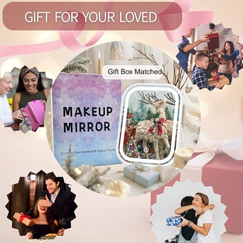 Vanity Mirror with Lights 6x8 Inch, Rechargeable Makeup for Desk,