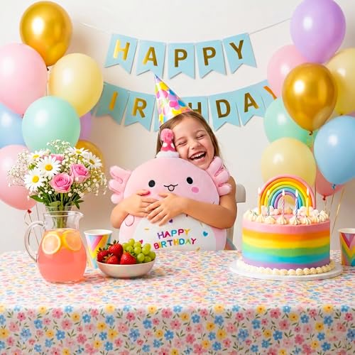 Pink Axolotl Birthday Plush Toy - 8-Inch Soft Stuffed Animal Pillow