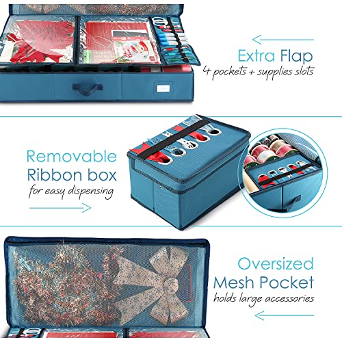 Wrapping Paper Storage Container for 40-Inch Rolls with Ribbon Dispenser