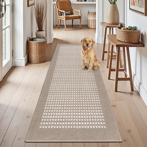 2x6 ft Laundry Room Runner Rug, Non-Slip Washable Kitchen Floor Mat Beige