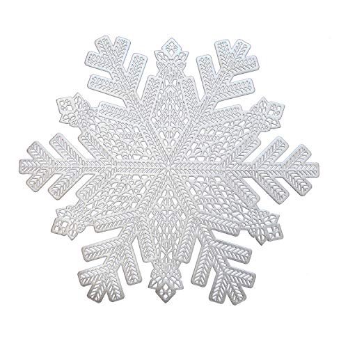 15x17in Vinyl Metallic Christmas Placemats Hollow Out Snowflake Silver - Set of 6 (Snowflake B Silver)