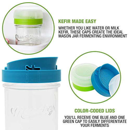 Wide Mouth Mason Jar Kefir Lids and Grain Strainer Kit