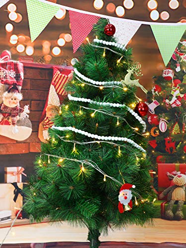 Hicarer 12ft White Wooden Bead Garland for Christmas Tree & Holiday Decor