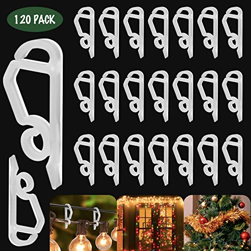 120 Pcs Outdoor Gutter Hooks for Christmas String Lights, Weatherproof Clips