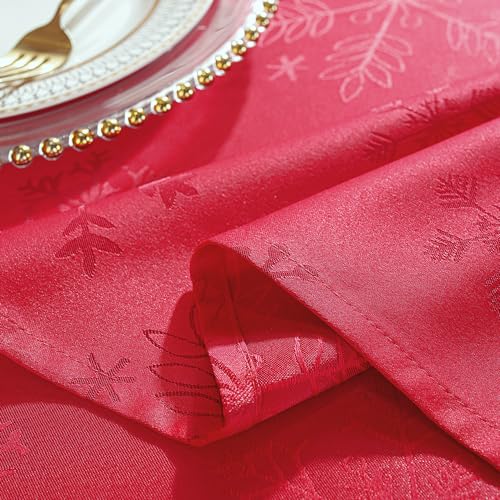 MATIRUG Christmas Tablecloth 60 x 120 Rectangular – Red Snowflake Pattern, Waterproof & Wrinkle-Resistant