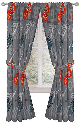 Race Car Pattern Window Curtains, 84-Inch Microfiber Drapes for Kids Room