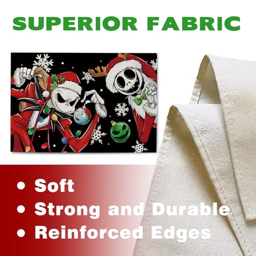 Christmas Jack Placemats Set of 4 - 12x18in Burlap Polyester, Reusable