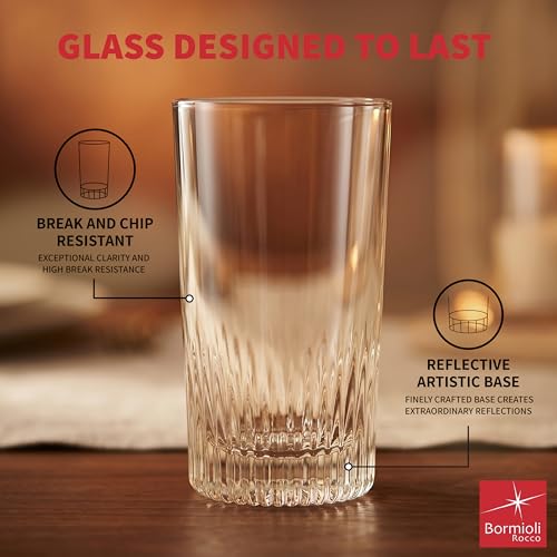 Bormioli Rocco Graphics Beverage Cooler Glasses Set of 4 15.25 Oz - Clear