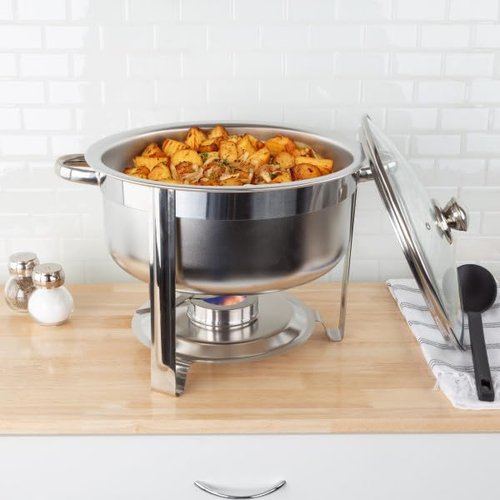 Round 7.5 QT Chafing Dish Buffet Set - Includes Water Pan, Food Pan, Fuel Holder, and Stand - Food Warmers for Parties by Classic Cuisine