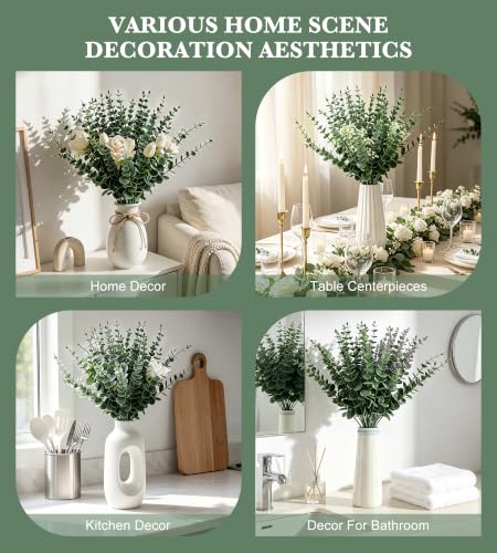 30 Pcs Artificial Eucalyptus Stems – Realistic Green Eucalyptus Leaves, 14.5in Each, DIY Home & Wedding Decor (Variation: Green) – YOGJKI