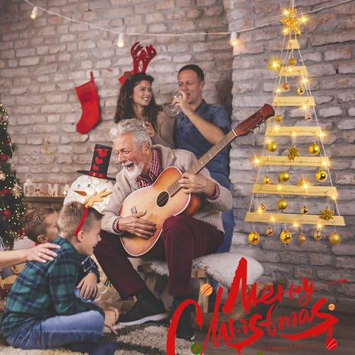 VAIPI Wooden 40in Wall Hanging Christmas Tree with Lights - 40'' x 20'' (Variation: Wooden-40inch)