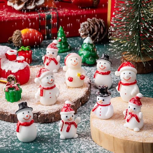 FFNIU 72Pcs Mini Snowman Figurines - SnowmanFigurines72Pcs 6 Styles Resin Christmas Decor