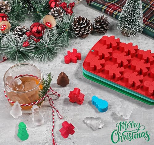 Christmas Silicone Ice Cube Molds - Gingerbread Snowman Christmas Tree Shapes