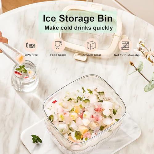 SIUPER 6.7L Light Green Ice Cube Storage Bin with Sealed Lid & Tongs