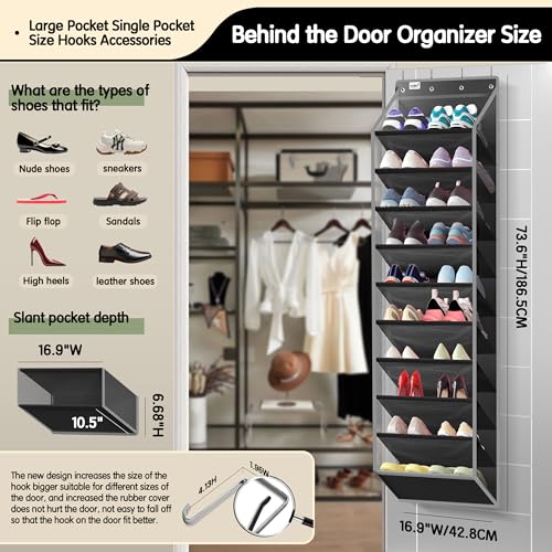 Over The Door Shoe Organizer - 10 Tier Heavy Duty Hanging Storage Rack