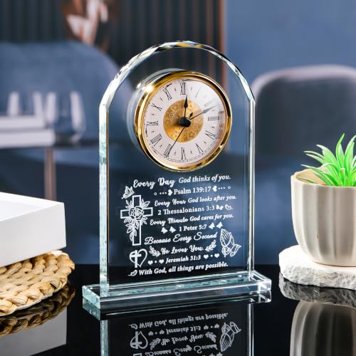 Christian Gifts for Women Men: Glass Clock with Bible Verse (Variation: Christian Gifts) – Inspirational Home Decor