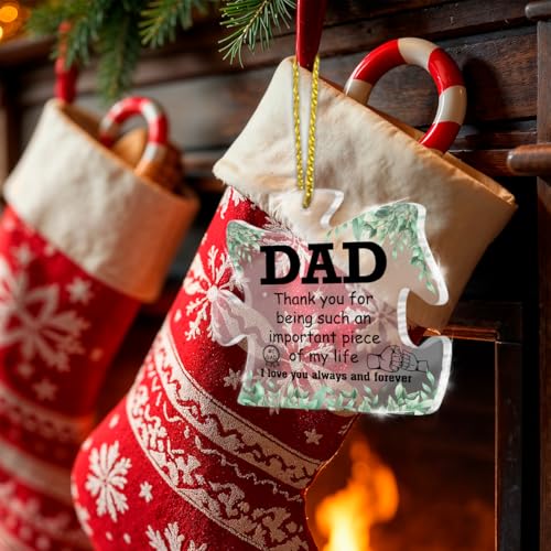 Dad Gifts from Daughter Son - Puzzle Acrylic Ornament for Christmas & Father's Day - Daddy Birthday Keepsake