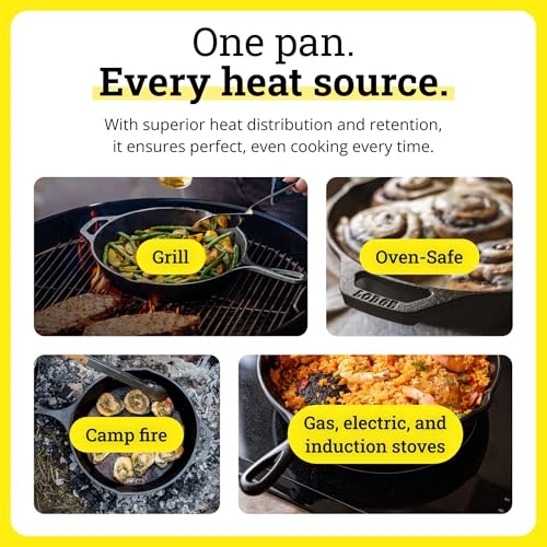 12-Inch Pre-Seasoned Cast Iron Skillet with Silicone Handle Holder