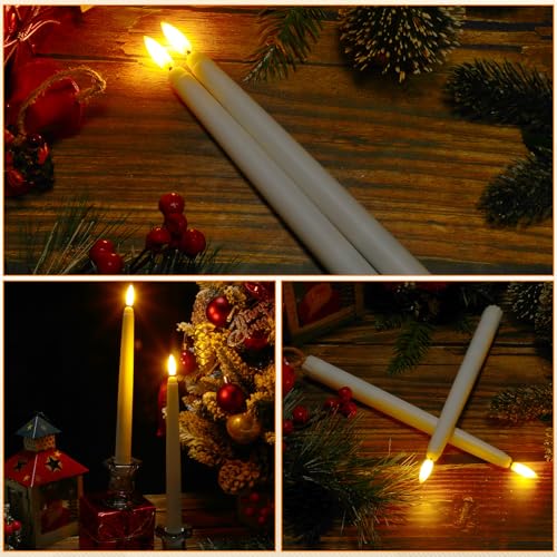 Baquler 100 Pcs Flameless Taper Candles 9.7 Inch, Battery-Operated White LED