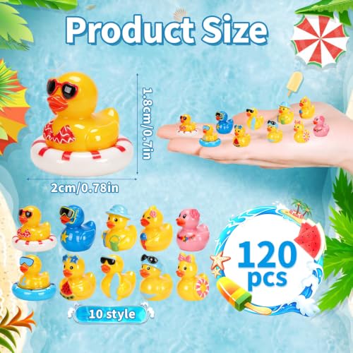 120 Mini Resin Ducks - Summer Beach Decor & Party Accessories