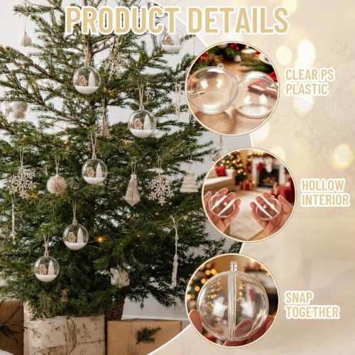 100 Pcs Clear Fillable Ornament Balls 80mm Plastic DIY Craft Ornaments