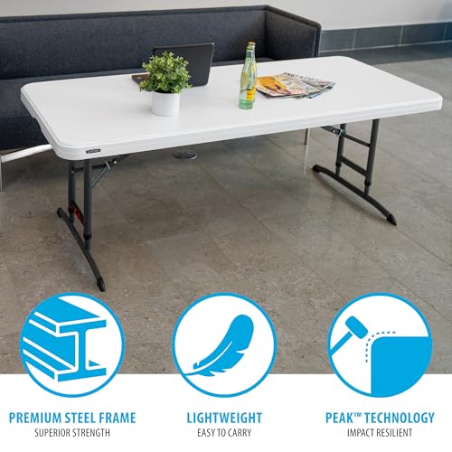 6-Foot Adjustable Height Folding Nesting Table - Durable Indoor Outdoor