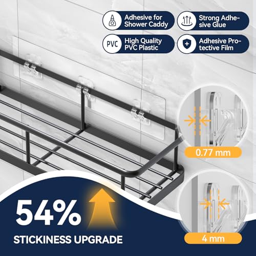 9-Pack Shower Caddy Adhesive Replacement Strips - Clear No-Drill Hooks