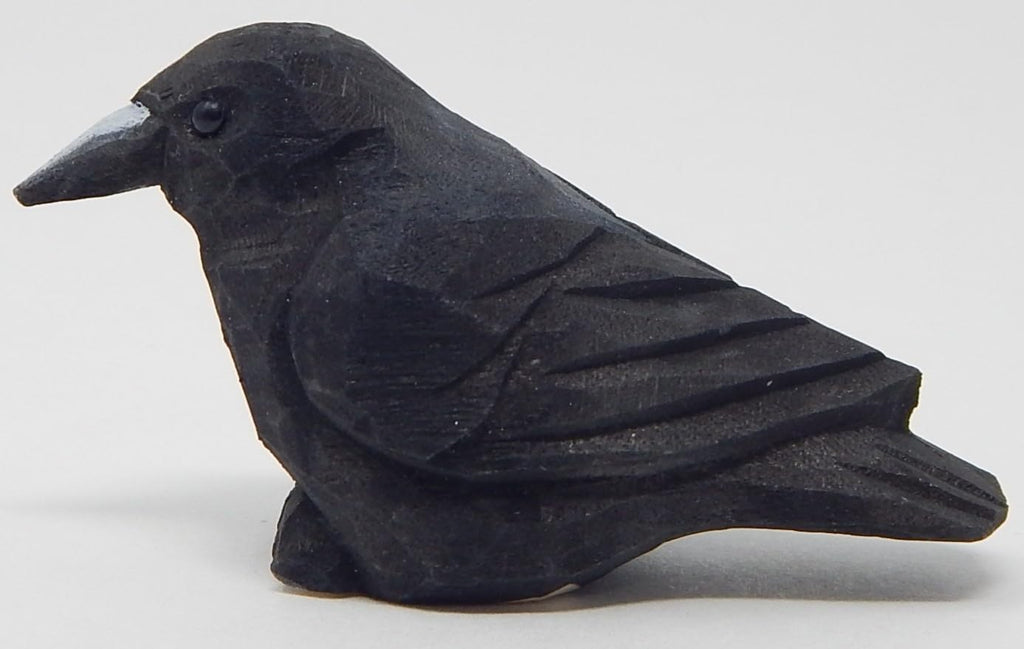 Selsela Hand-Carved Raven Figurine - Black Crow Statue | Gothic Home Decor & Collectible Miniature