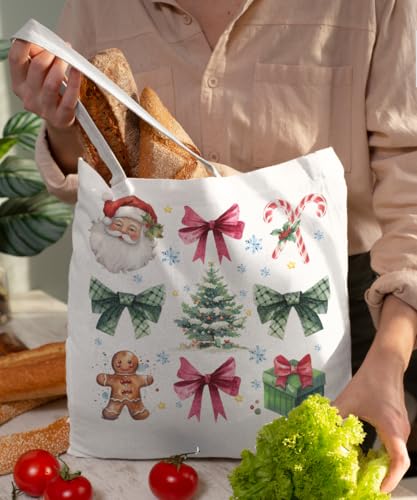 SZERE Christmas Canvas Tote Bags for Women, Reusable Shopping Bags – Gift Variation