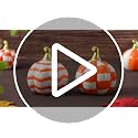 3-Piece Ceramic Pumpkin Set, Orange and White Checkered Fall Table Decor