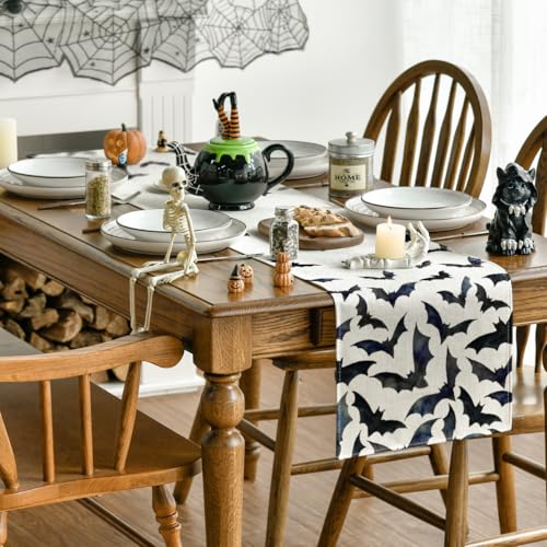Artoid Mode Halloween 13x108 Inch Table Runner Black/White Home Party Decor