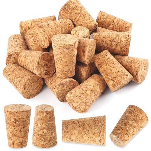 20 Pack Wooden Wine Corks - Leakproof Tapered Bottle Stoppers