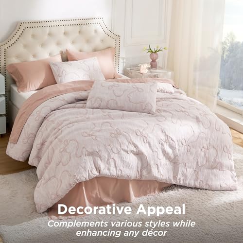 Pink Twin XL Butterfly Bow Comforter Set, 2-Piece Aesthetic Bedding