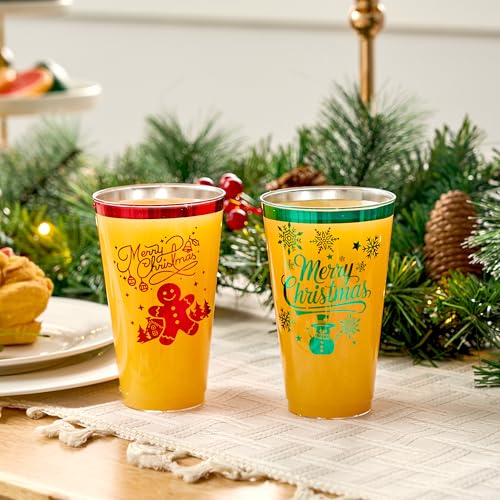 JOYIN 36 Pack Christmas Disposable Plastic Cups 16oz Red & Green Holiday Tableware