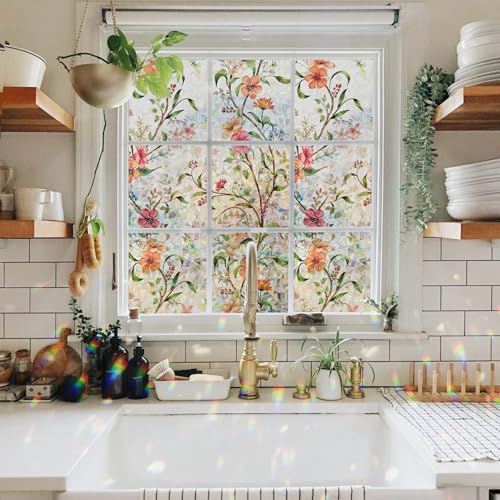 Stained Glass Window Privacy Film - 17.5" x 78.7" Static Cling