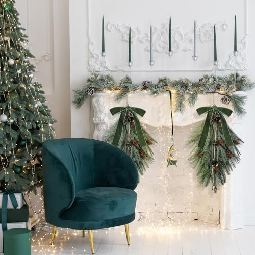 2-Pack 24-Inch Christmas Teardrop Swag, Artificial Norfolk Pine Door Decor