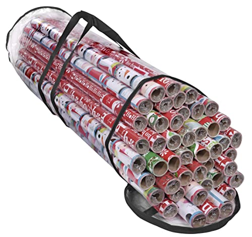 Wrapping Paper Storage Bag Heavy Duty Clear PVC Organizer for 40 Inch Rolls Black