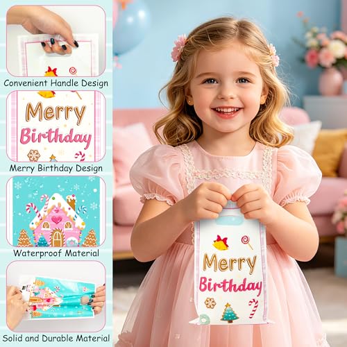 50PCS Pink Candy House Party Favor Bags Waterproof Material for Birthdays
