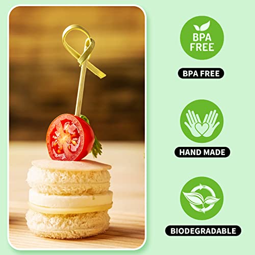200PCS Bamboo Cocktail Picks - 4.7 Inch Knot Skewers for Appetizers
