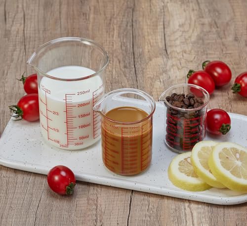 Borosilicate Glass Measuring Cup Set with Pour Spout, 3-Piece (2oz, 4oz, 8oz)