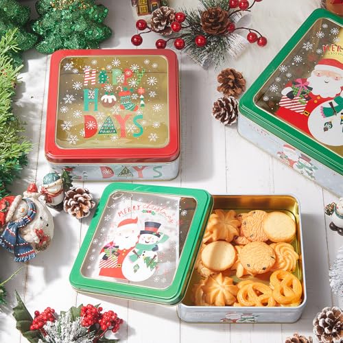 Lingvee 6 Pcs Christmas Cookie Tins with Lids – Classic Gift Set