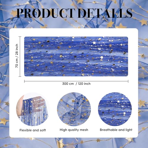 Artoid Mode 28x120 Inch 6pc Dark Blue Glitter Gauze Table Runner for Wedding & Party Decor