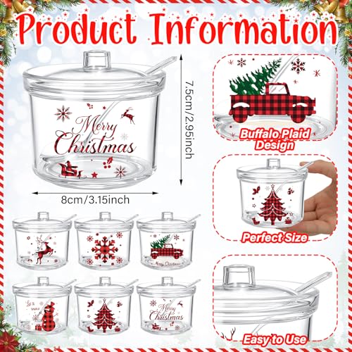 Roshtia 6 Pack Christmas Hot Cocoa Sugar Bowls Buffalo Plaid Design