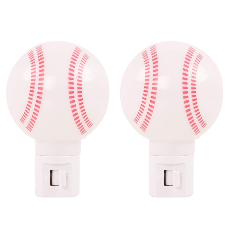 Omeet 2 Pack Warm White - Upgraded Version LED Plug-in Night Light for Kids - Baseball Shaped Lamp Take Good Care Children Sleep