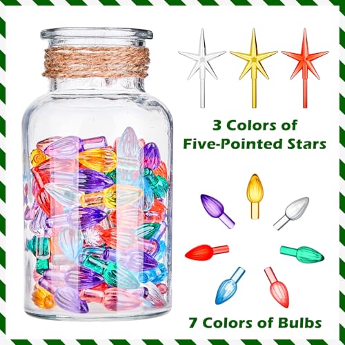 Ceramic Christmas Tree Replacement Bulbs & Stars - 108 Pc Medium Twist Set